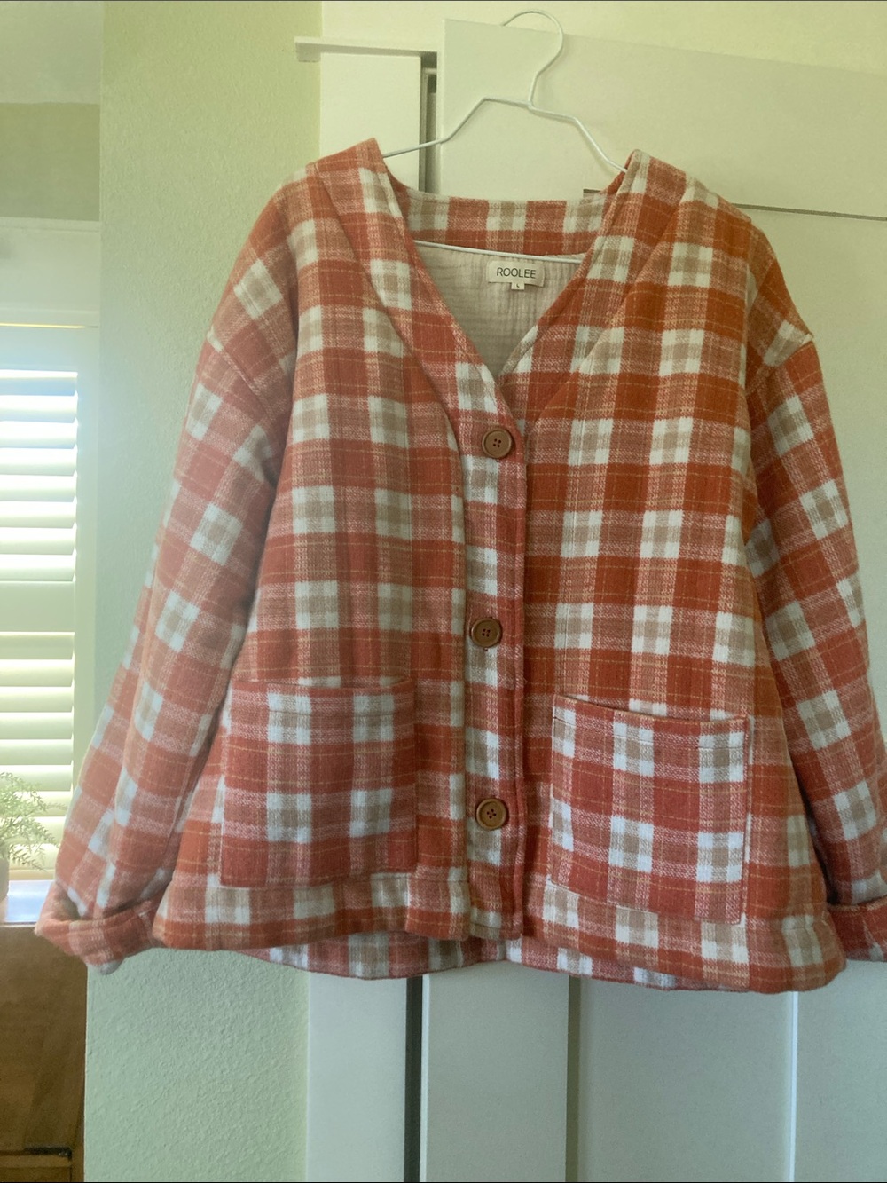 Roolee orange plaid cute fall jacket